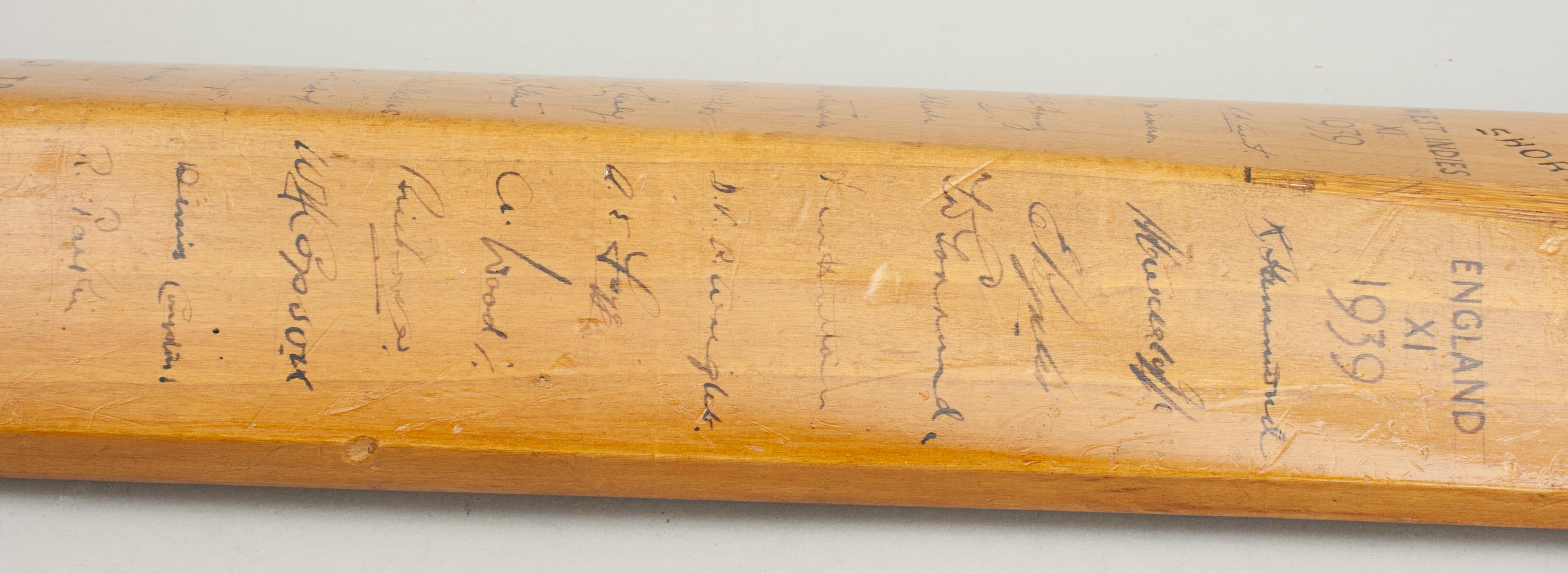 Vintage Cricket Bat Signed by 1939 West Indies v England Cricket Teams 3