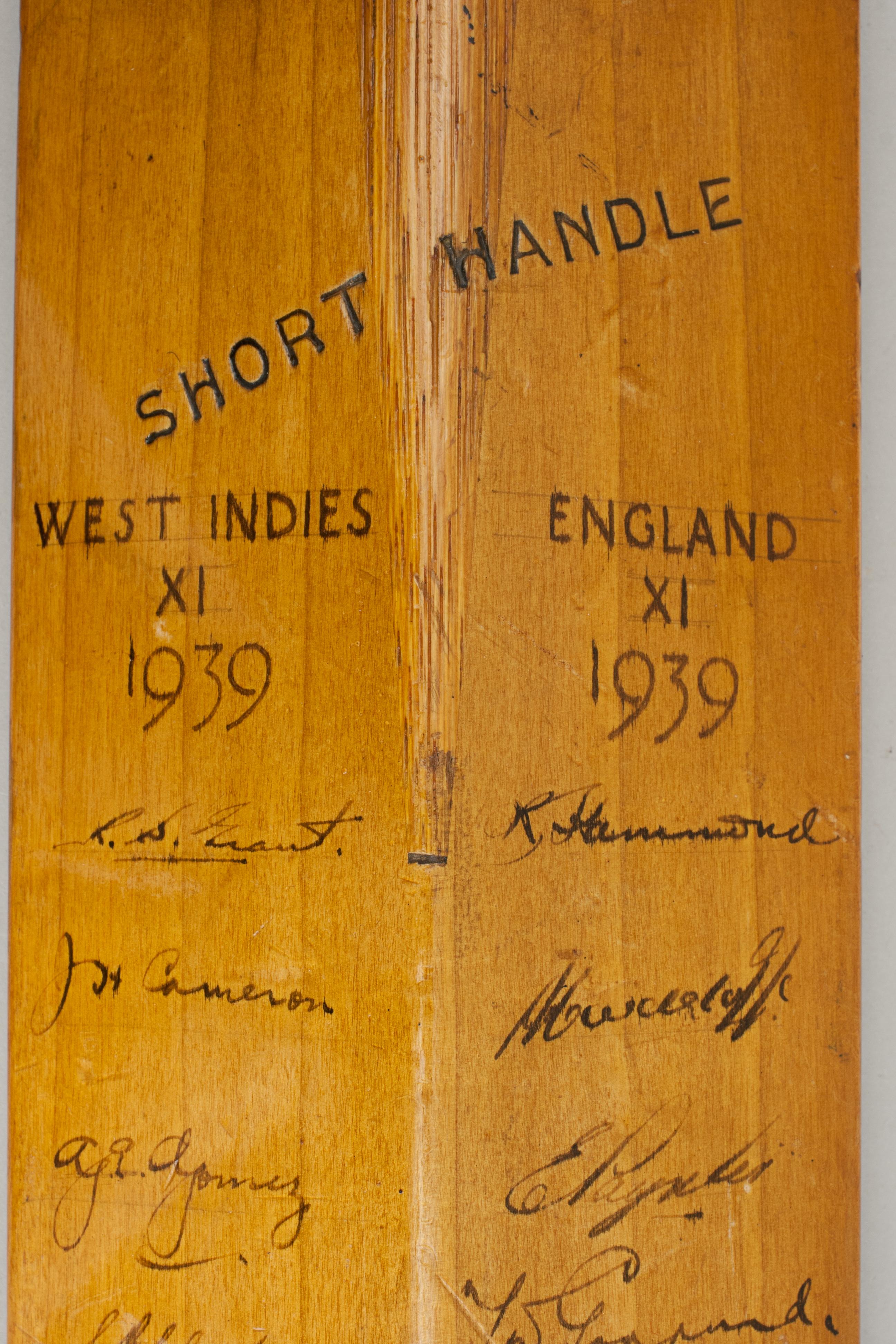 Mid-20th Century Vintage Cricket Bat Signed by 1939 West Indies v England Cricket Teams