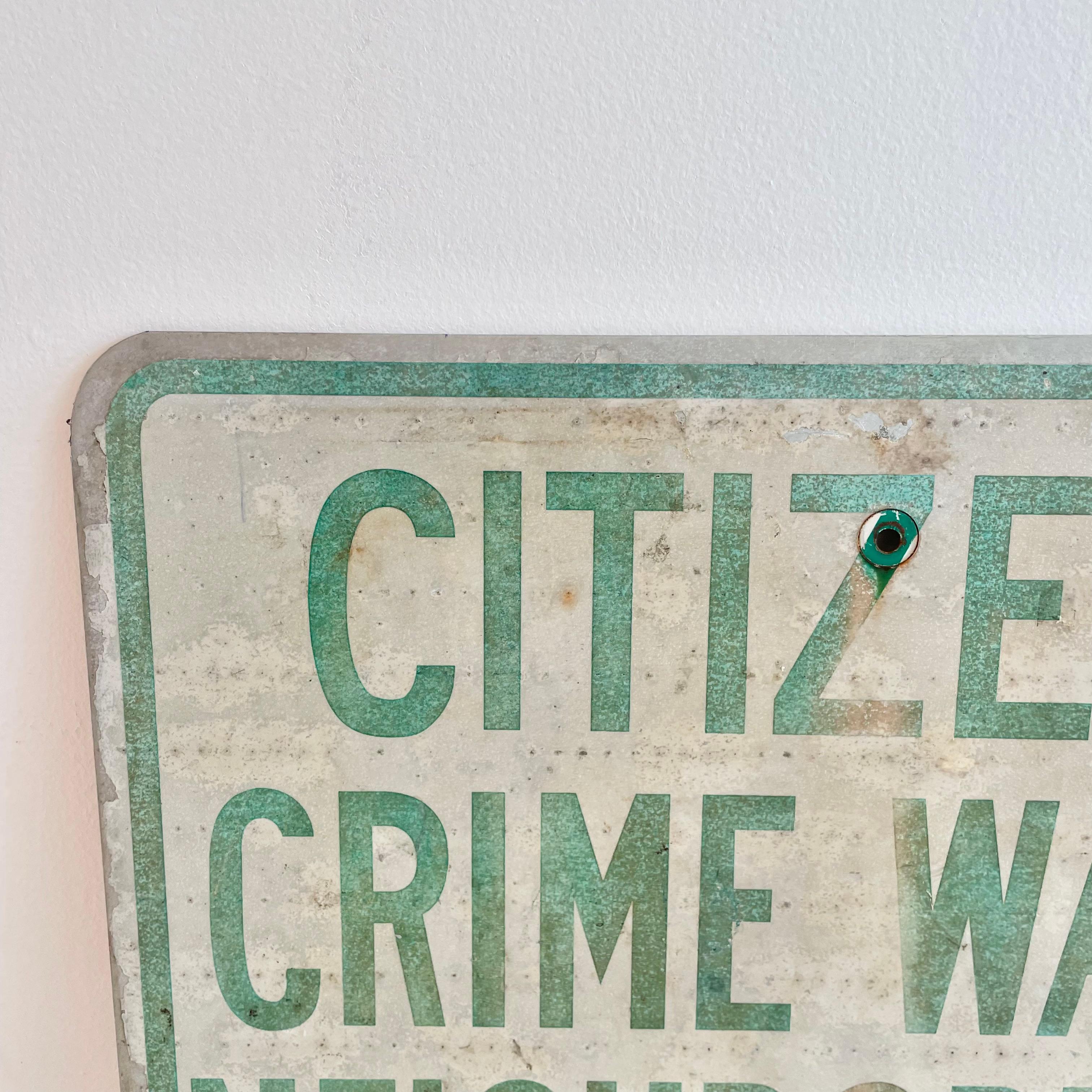 American Vintage Crime Watch Street Sign For Sale
