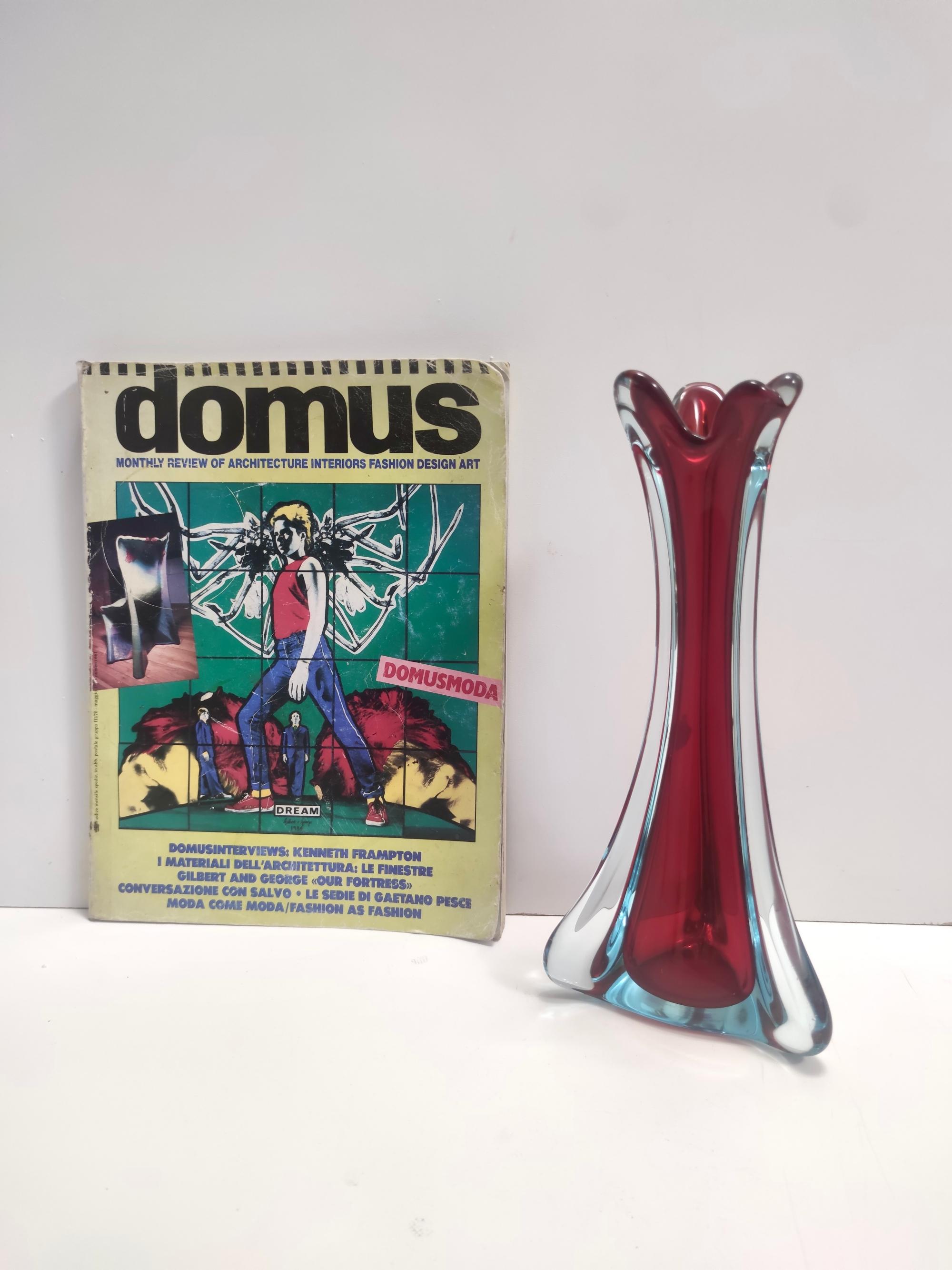 Vintage Crimson und Blau  Sommerso Murano-Glasvase nach Flavio Poli, Italien (Moderne der Mitte des Jahrhunderts) im Angebot