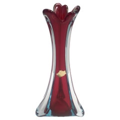 Retro Crimson and Blue  Sommerso Murano Glass Vase attr. to Flavio Poli, Italy