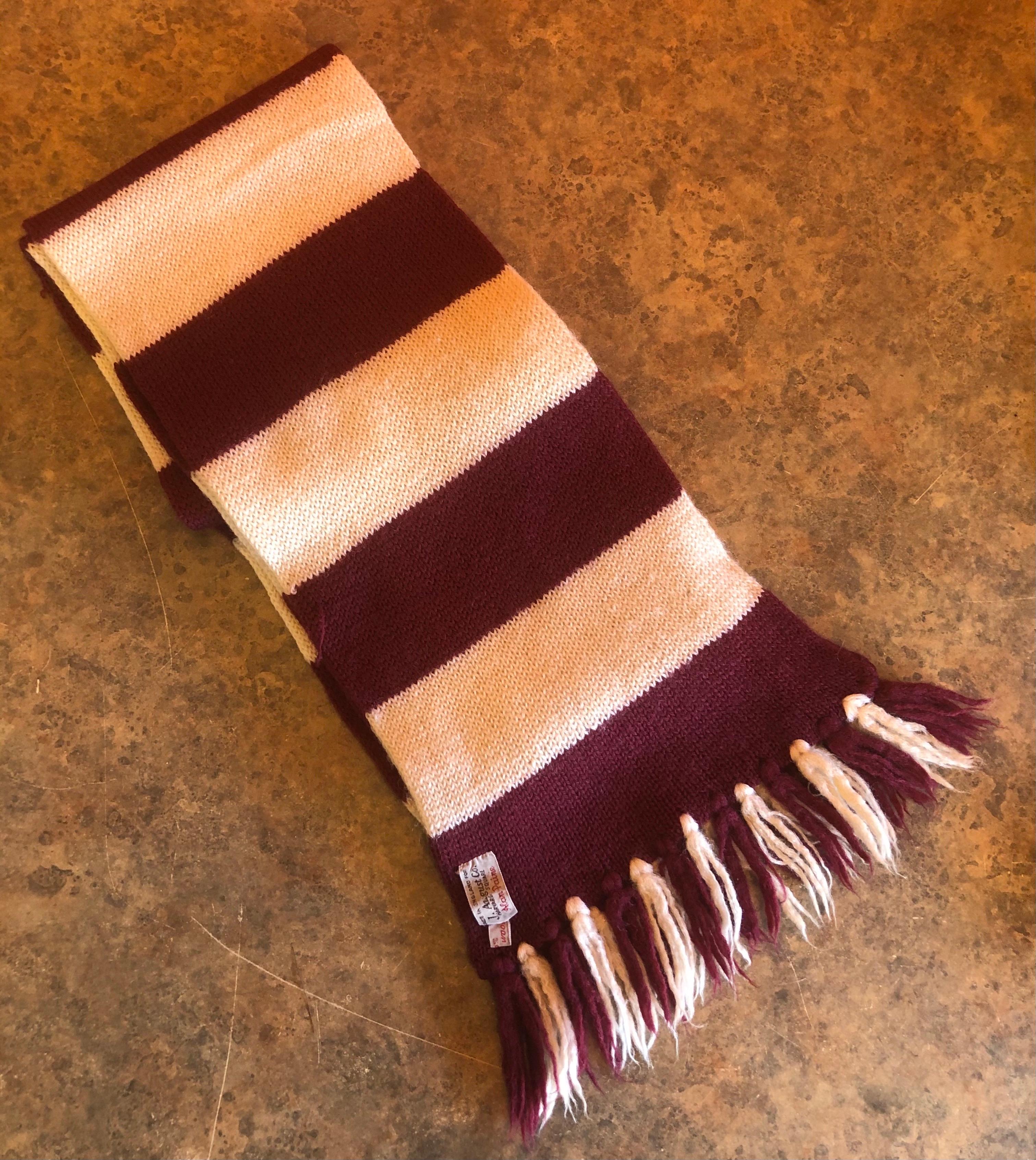 Wool Vintage Crimson & White Harvard University Scarf / Muffler by J. August Company