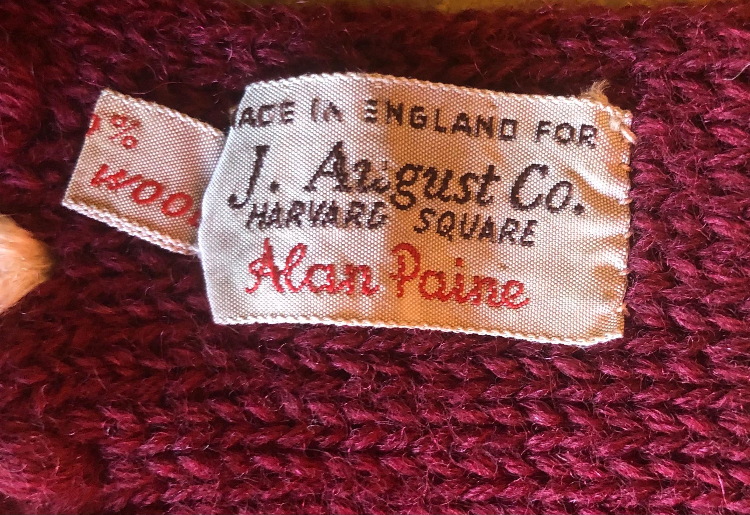 English Vintage Crimson & White Harvard University Scarf / Muffler by J. August Company