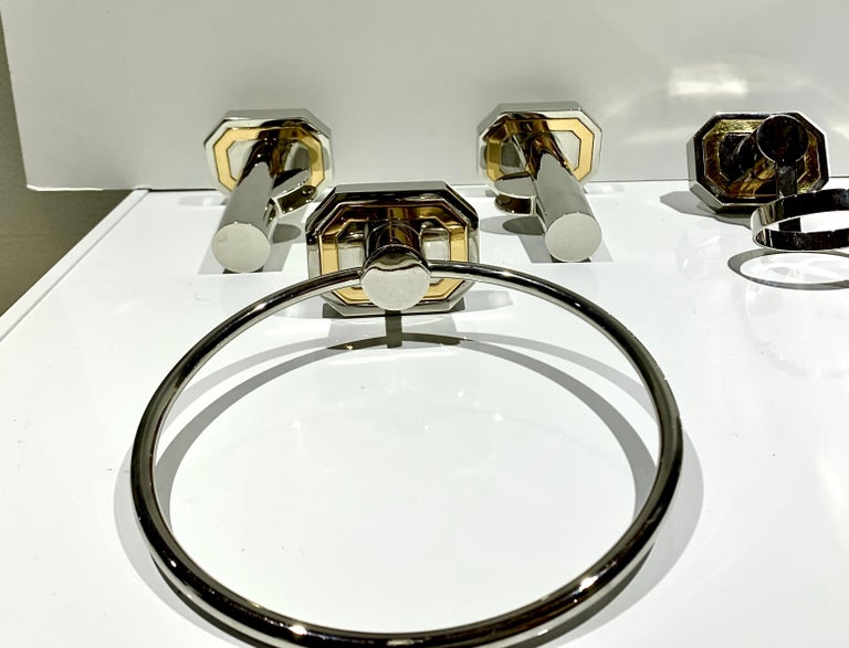 Vintage Cristal Et Bronze Polished Gold and Nickel WallMount Bathroom