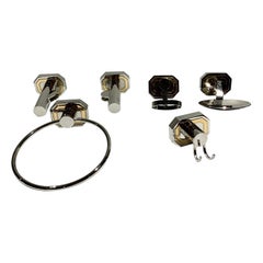 Vintage Cristal Et Bronze Polished Gold & Nickel Wall-Mount Bathroom Fitting Set