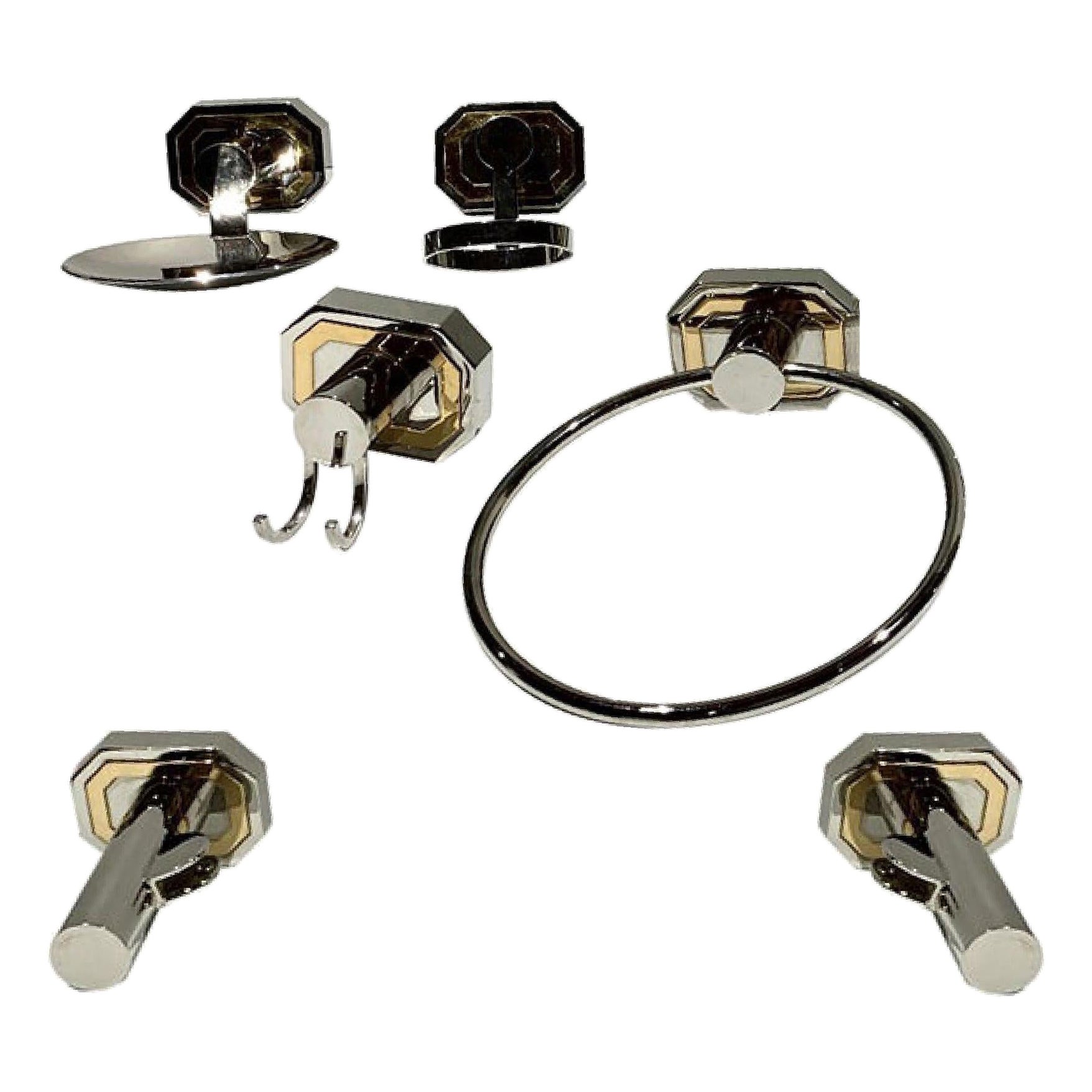 Vintage Cristal Et Bronze Polished Gold 
Nickel Wall-Mount Bathroom Fitting Set