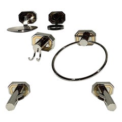 Vintage Cristal Et Bronze Polished Gold & Nickel Wall-Mount Bathroom Fitting Set