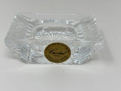 Vintage Cristal France Crystal Square Individual Ashtray Candle Holder