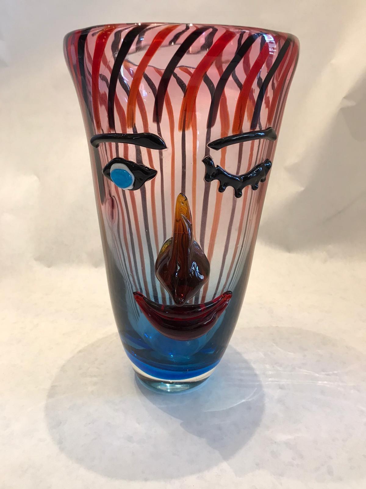 Vintage Cristalleria Stile D'arte Figural Murano Glass Vase 4