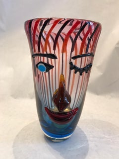 Vaso di Cristalleria Stile D'arte Figurale d'epoca in Vetro di Murano