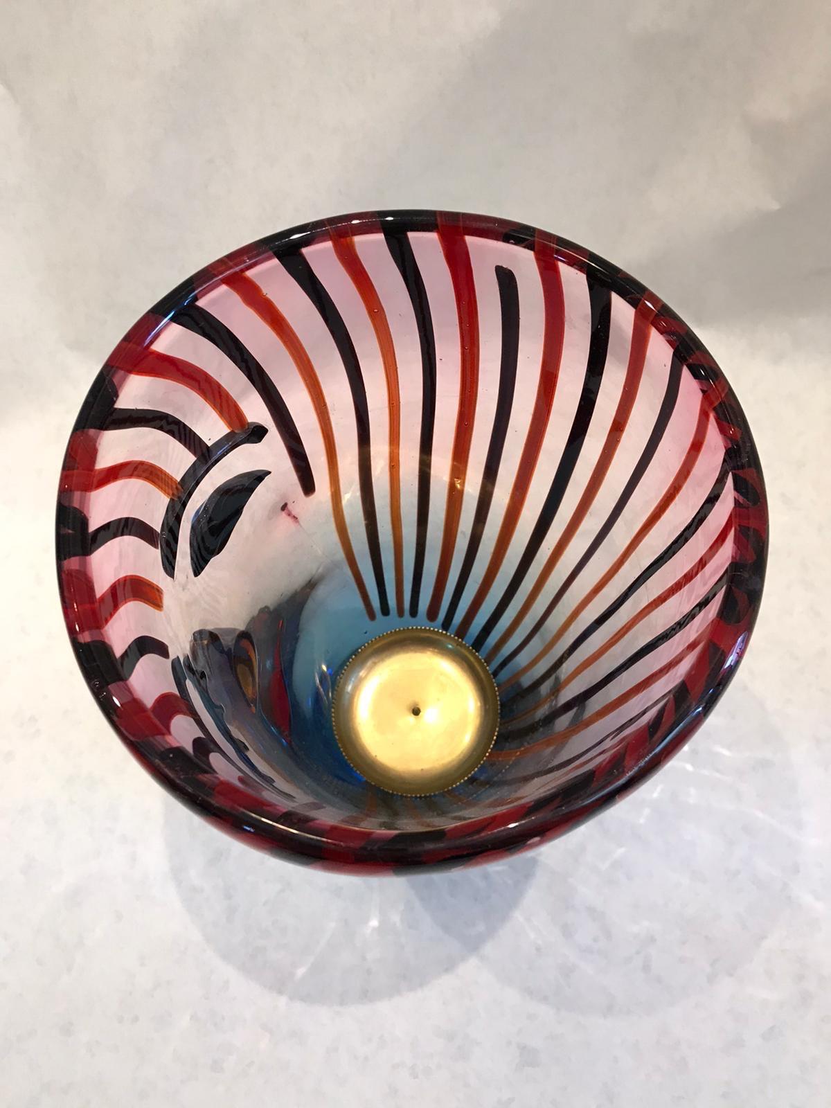 Italian Vintage Cristalleria Stile D'arte Figural Murano Glass Vase