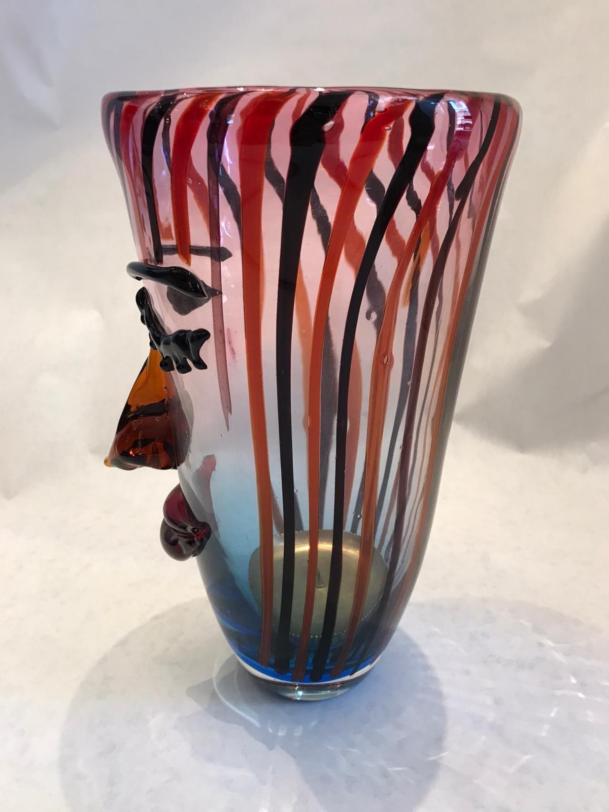 Vintage Cristalleria Stile D'arte Figural Murano Glass Vase In Good Condition In North Miami, FL