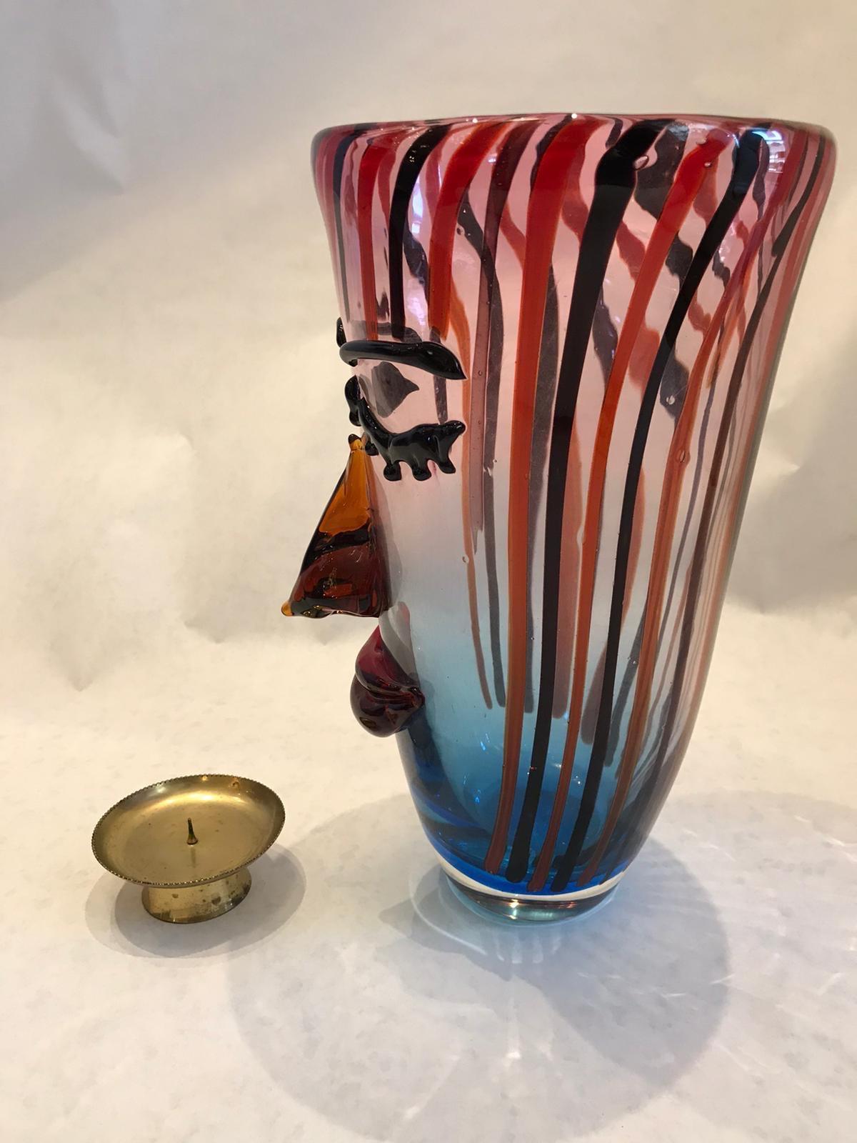 20th Century Vintage Cristalleria Stile D'arte Figural Murano Glass Vase