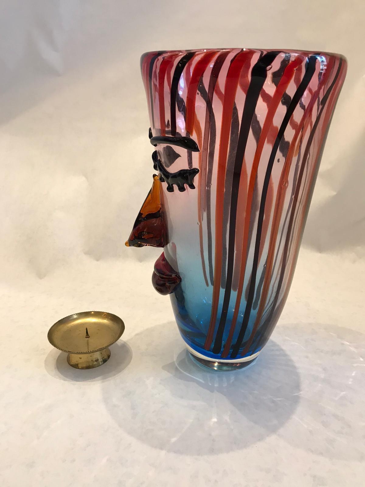 Vintage Cristalleria Stile D'arte Figural Murano Glass Vase 1