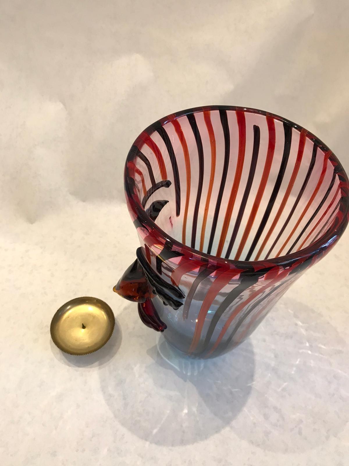 Vintage Cristalleria Stile D'arte Figural Murano Glass Vase 3