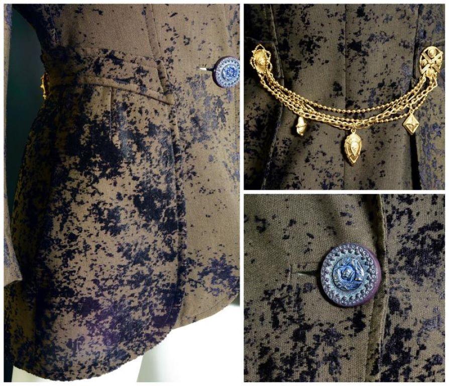 Women's Vintage CRISTIAN LACROIX Jeweled Burnout Velvet Blazer Jacket For Sale