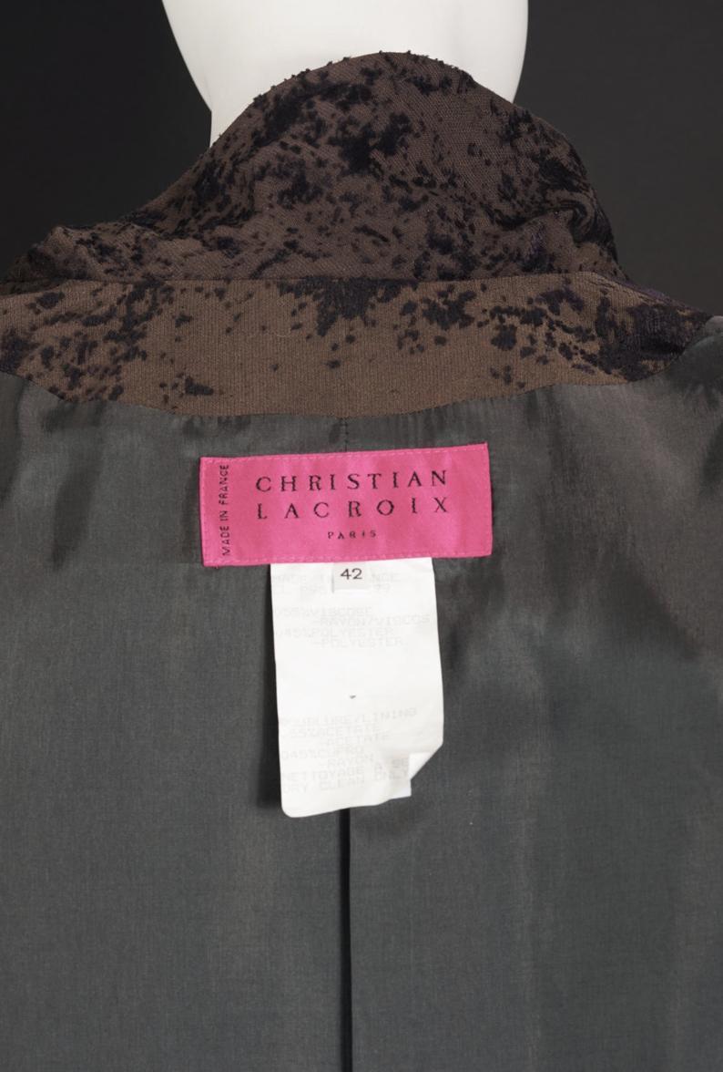 Vintage CRISTIAN LACROIX Jeweled Burnout Velvet Blazer Jacket For Sale 1