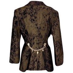 Vintage CRISTIAN LACROIX Jeweled Burnout Velvet Blazer Jacket