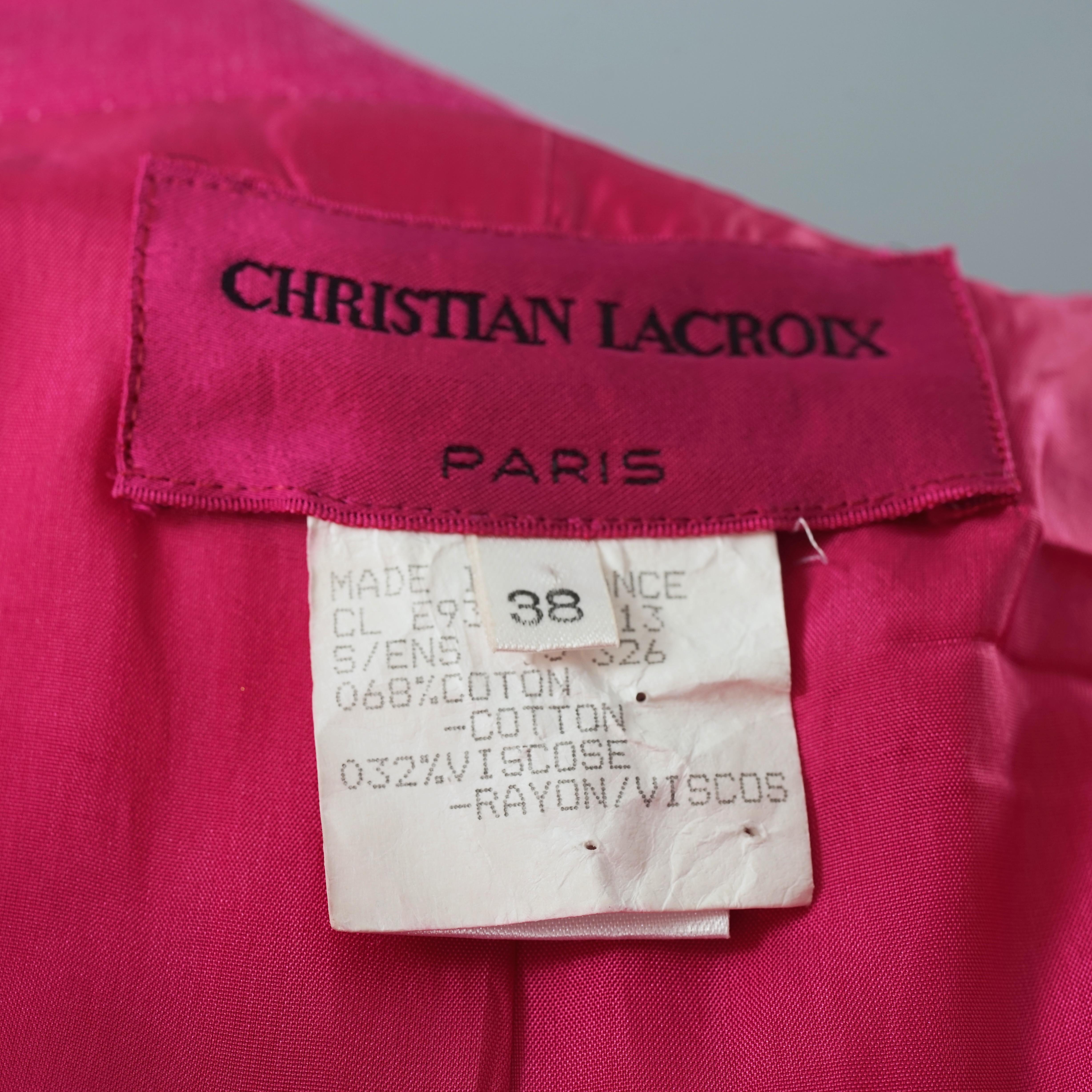 Vintage CRISTIAN LACROIX Jewelled Fuchsia Pink Blouse Top For Sale 4