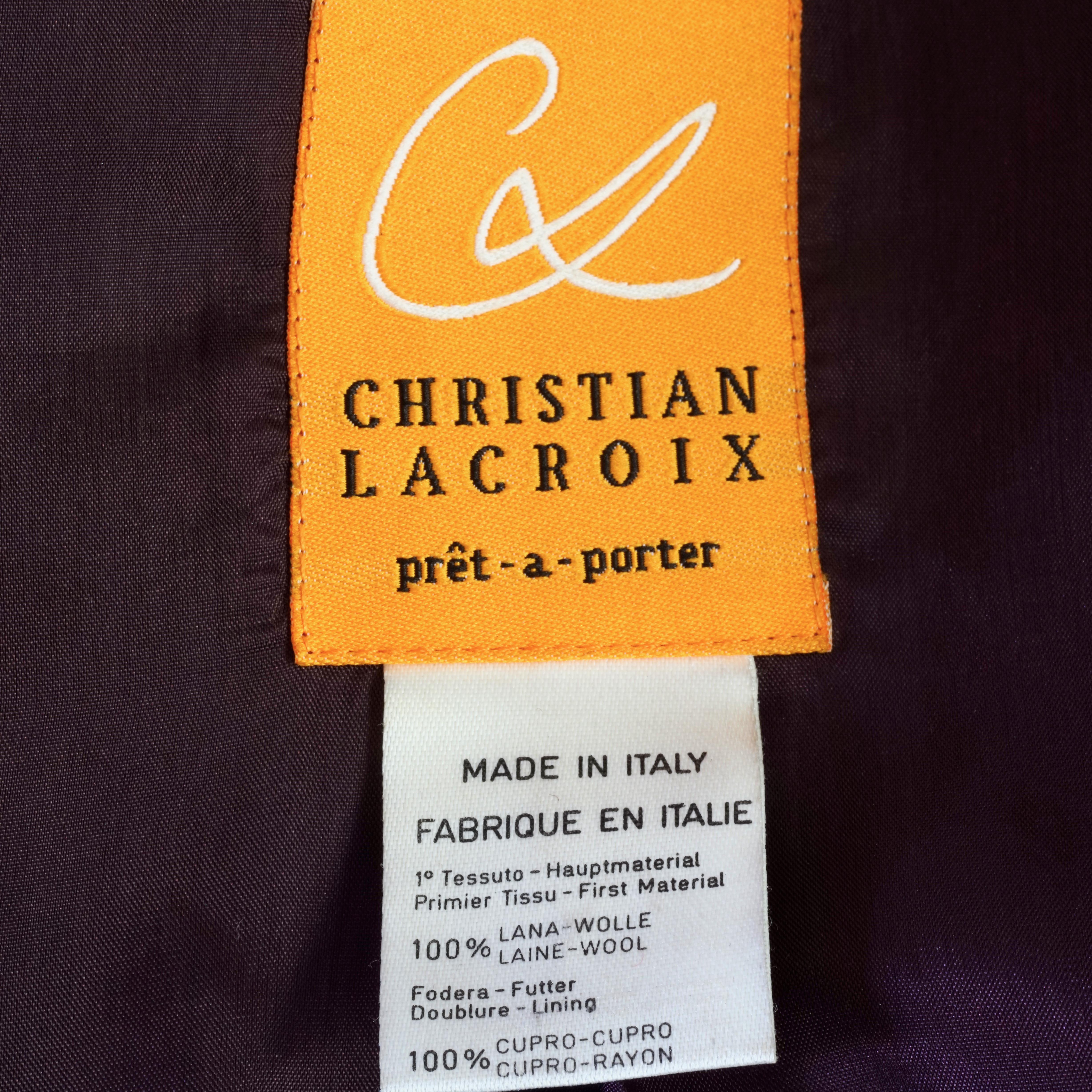 Vintage CRISTIAN LACROIX Shoulder Shawl Wrap Blazer Jacket For Sale 6