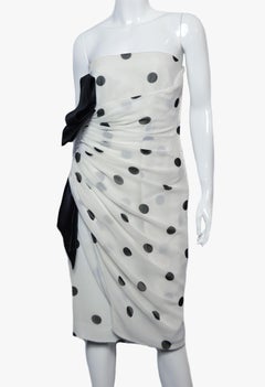 Vintage Cristies Polka Dot Strapless Dress, 1980s
