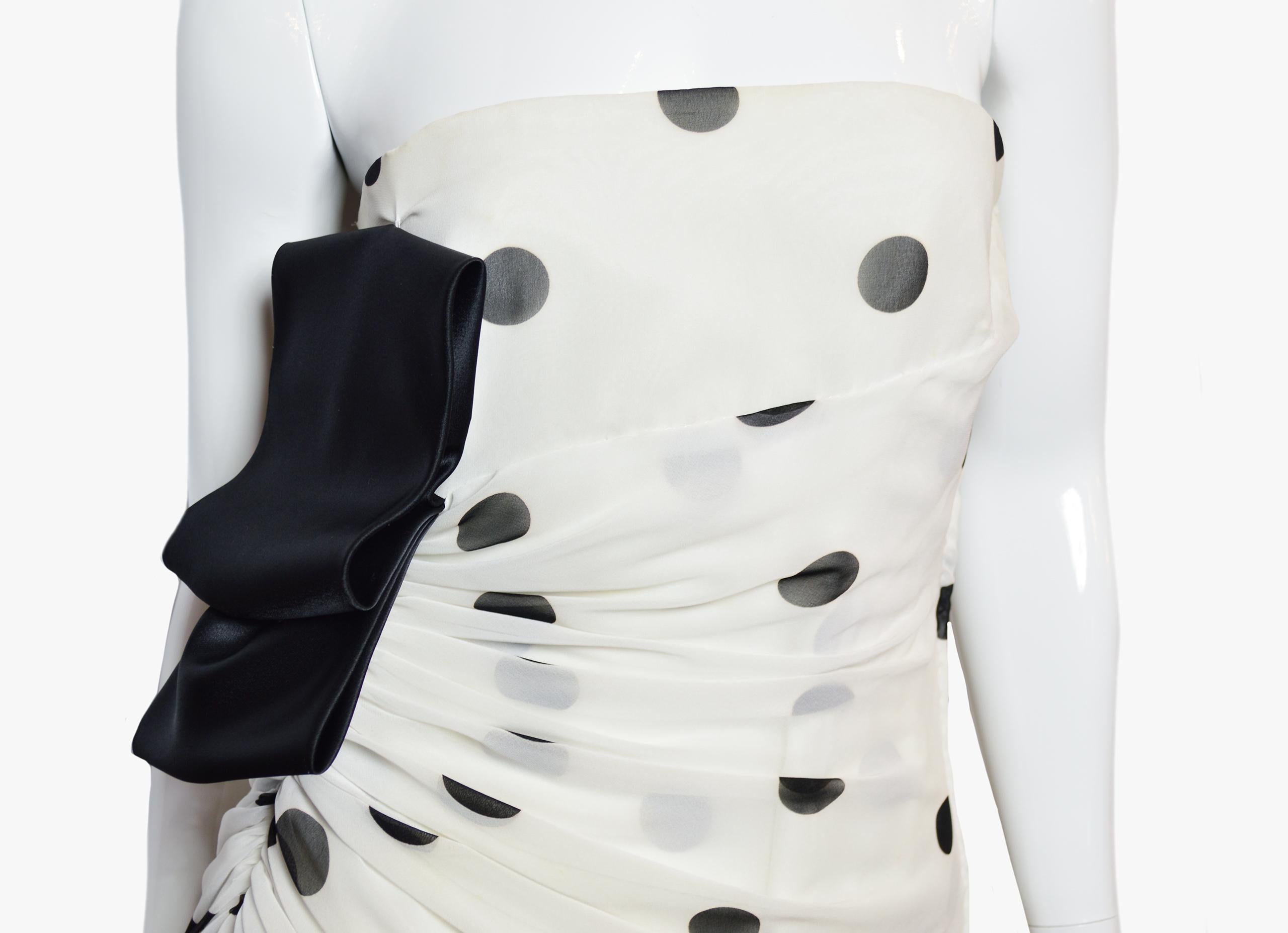 Vintage Cristies Polka Dot Strapless Dress, 1980s In Good Condition For Sale In New York, NY