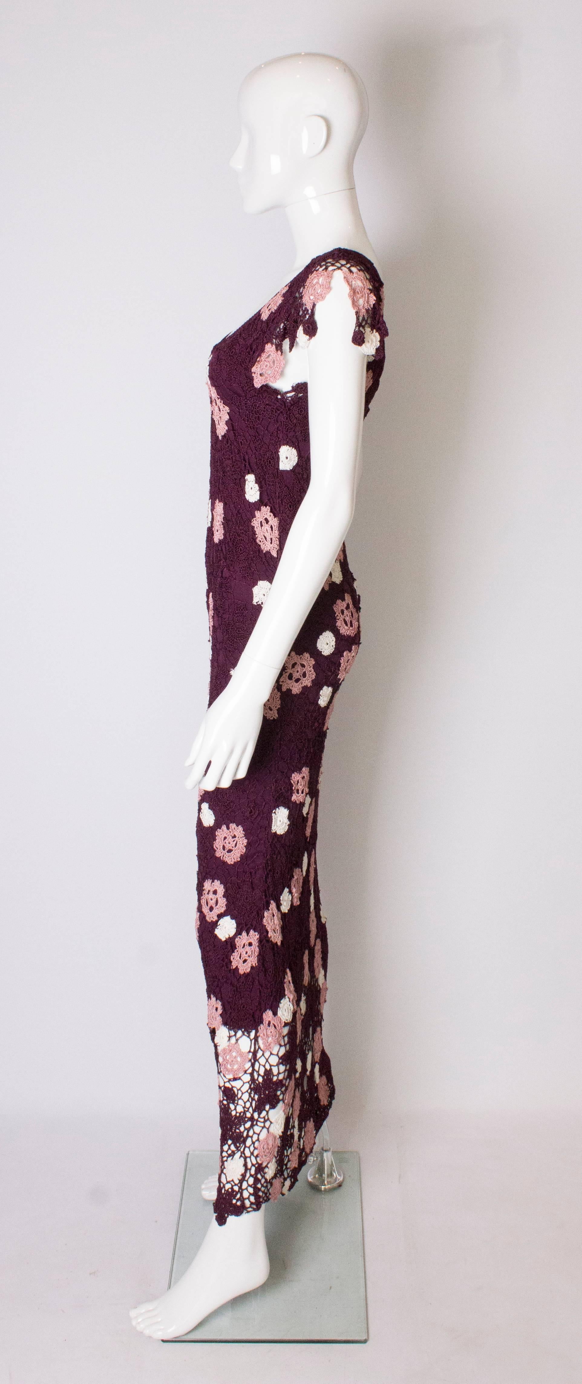Women's Vintage Crochet Bias Cut Long Dress