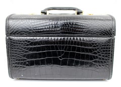 Vintage Crocodile-Embossed Leather Vanity Case
