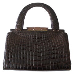Vintage Brown Crocodile Handbag for Women, 1980s Italy
