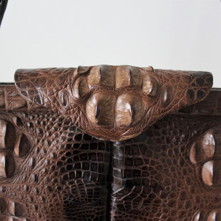 Vintage Crocodile Handbag In Good Condition For Sale In Gazzaniga (BG), IT