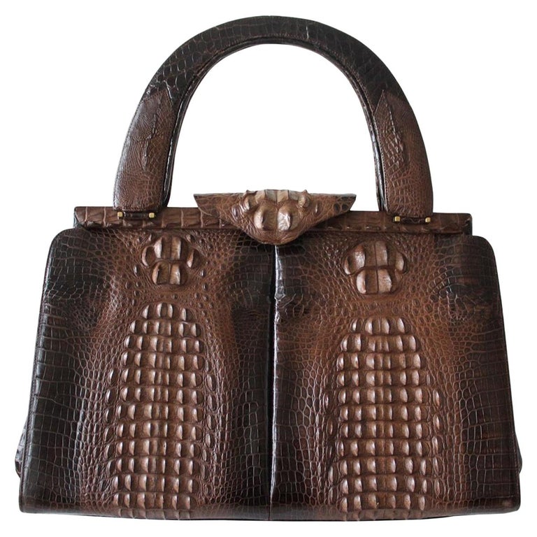 Vintage Crocodile Handbag For Sale