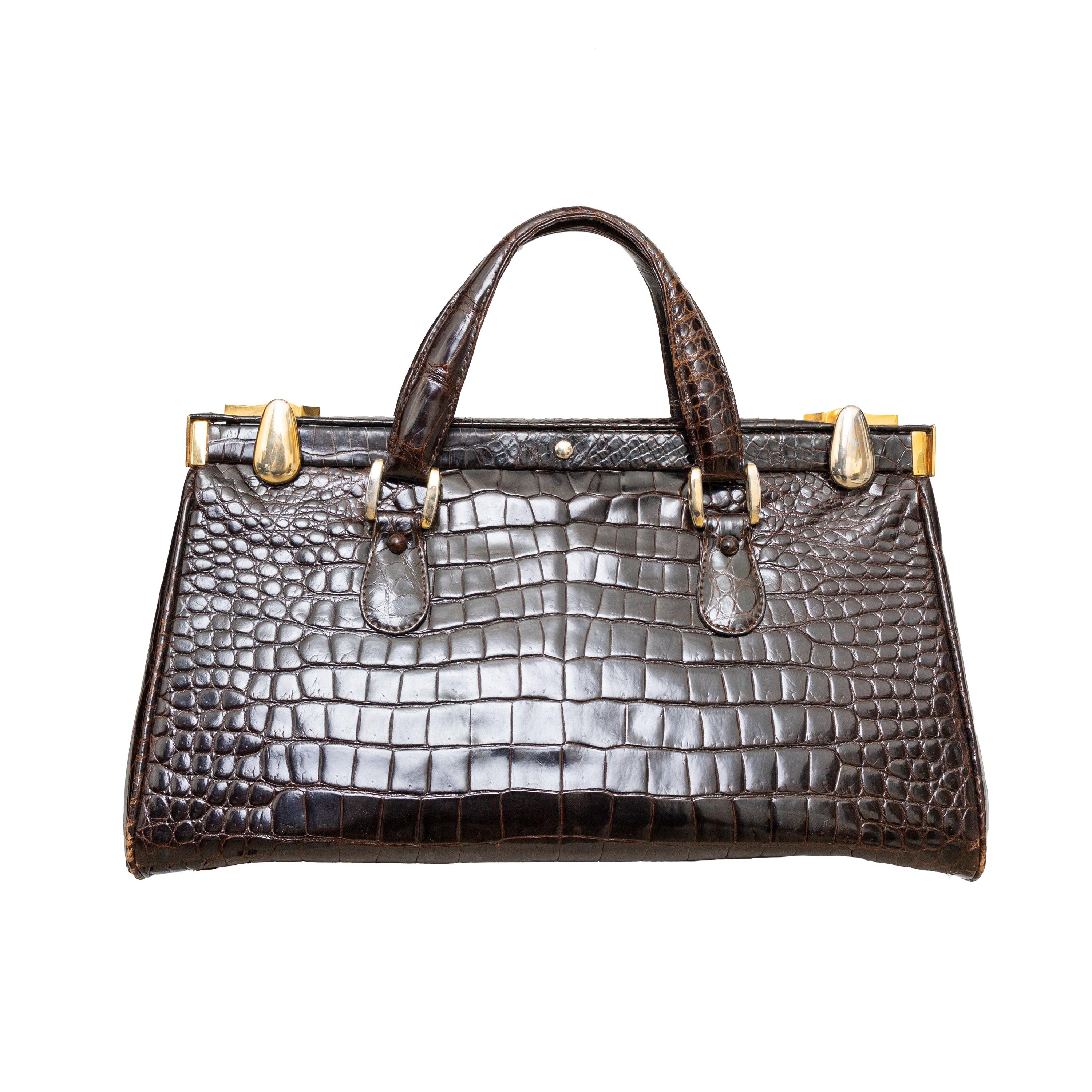 Nero Borsa vintage in pelle di coccodrillo - anni '90 in vendita