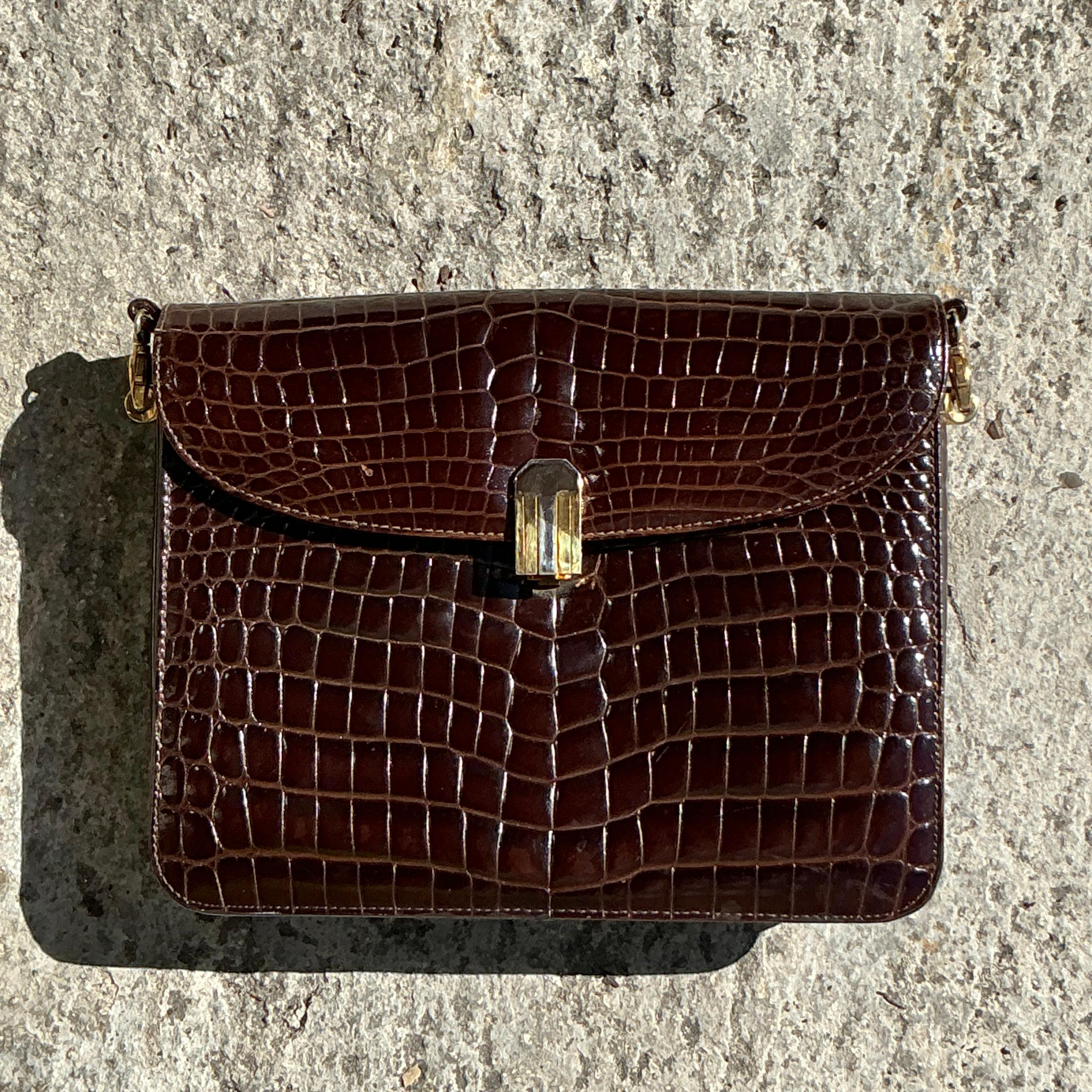 The Vintage Crocodile Shoulder Bag is a luxurious and timeless accessory that combines exquisite craftsmanship with elegant design. Made from genuine crocodile leather, this bag is both a functional and statement-making piece, perfect for a variety