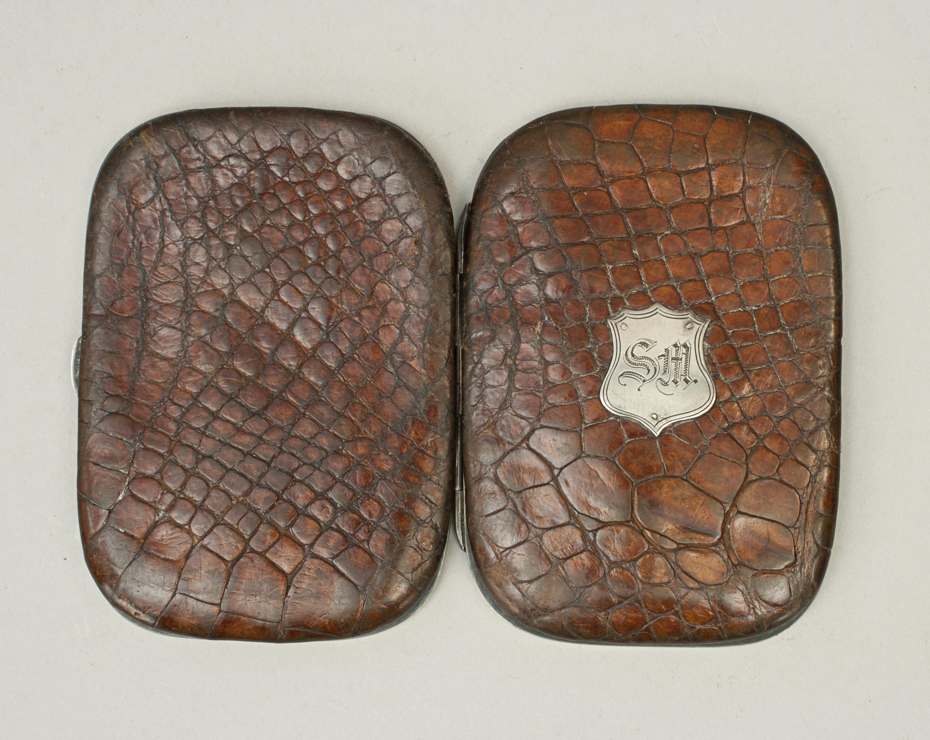 Vintage Crocodile Skin Calling Card, Stamp Case, Wallet In Good Condition In Oxfordshire, GB