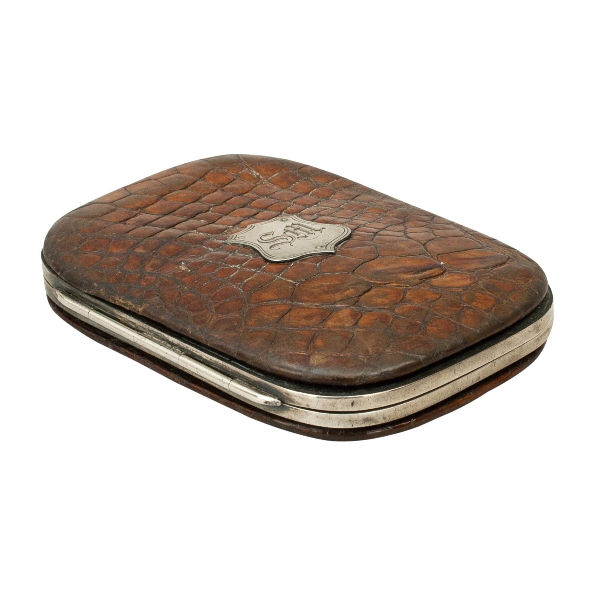 Vintage Crocodile Skin Calling Card, Stamp Case, Wallet