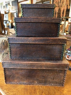 Vintage Crocodile Skin Nesting Boxes