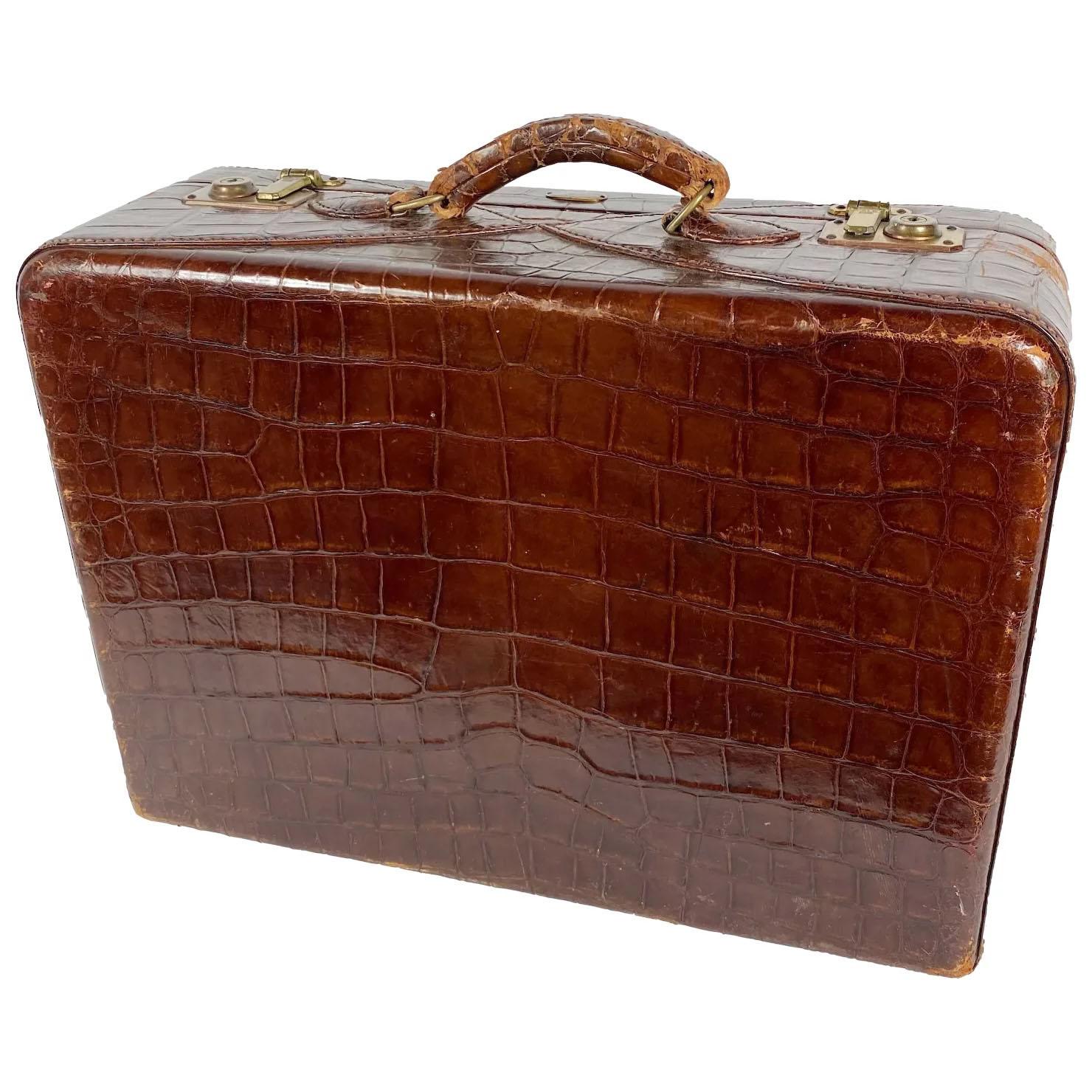 Vintage Crocodile Suitcase by Hartmann For Sale 3