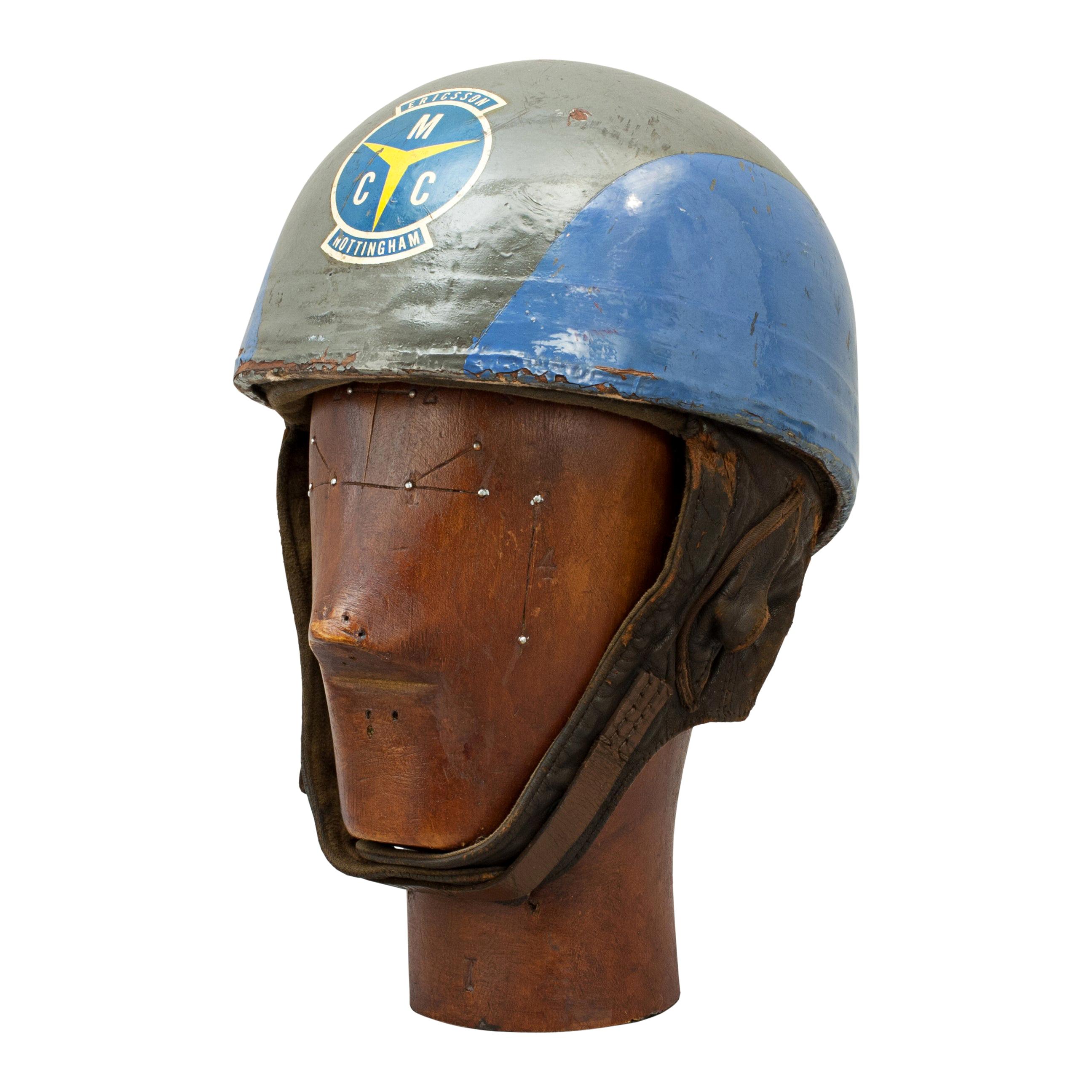 Vintage Cromwell Motorcycle Helmet, Grey and Blue