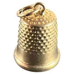 Vintage Cropp and Farr Thimble 9K Yellow Gold Charm Pendant