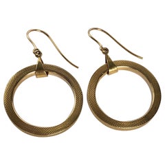 Vintage Cropp & Farr 9 Carat Gold Fancy Hoop Earrings