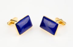 Vintage Cropp & Farr Cufflinks in 18 Carat Gold and Lapis Lazuli, English 1971