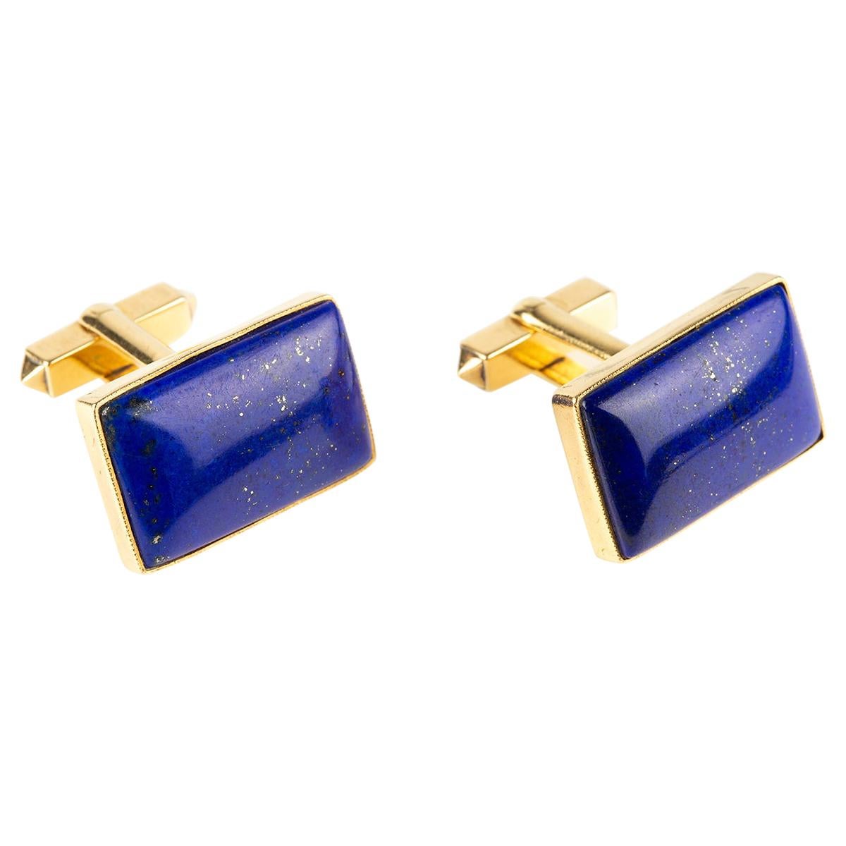 Vintage Cropp & Farr Cufflinks in 18 Carat Gold and Lapis Lazuli, English 1971 For Sale