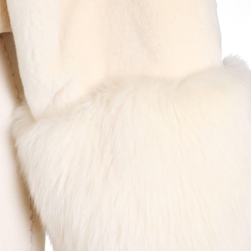 Beige Vintage Cropped Fur Jacket in Cream