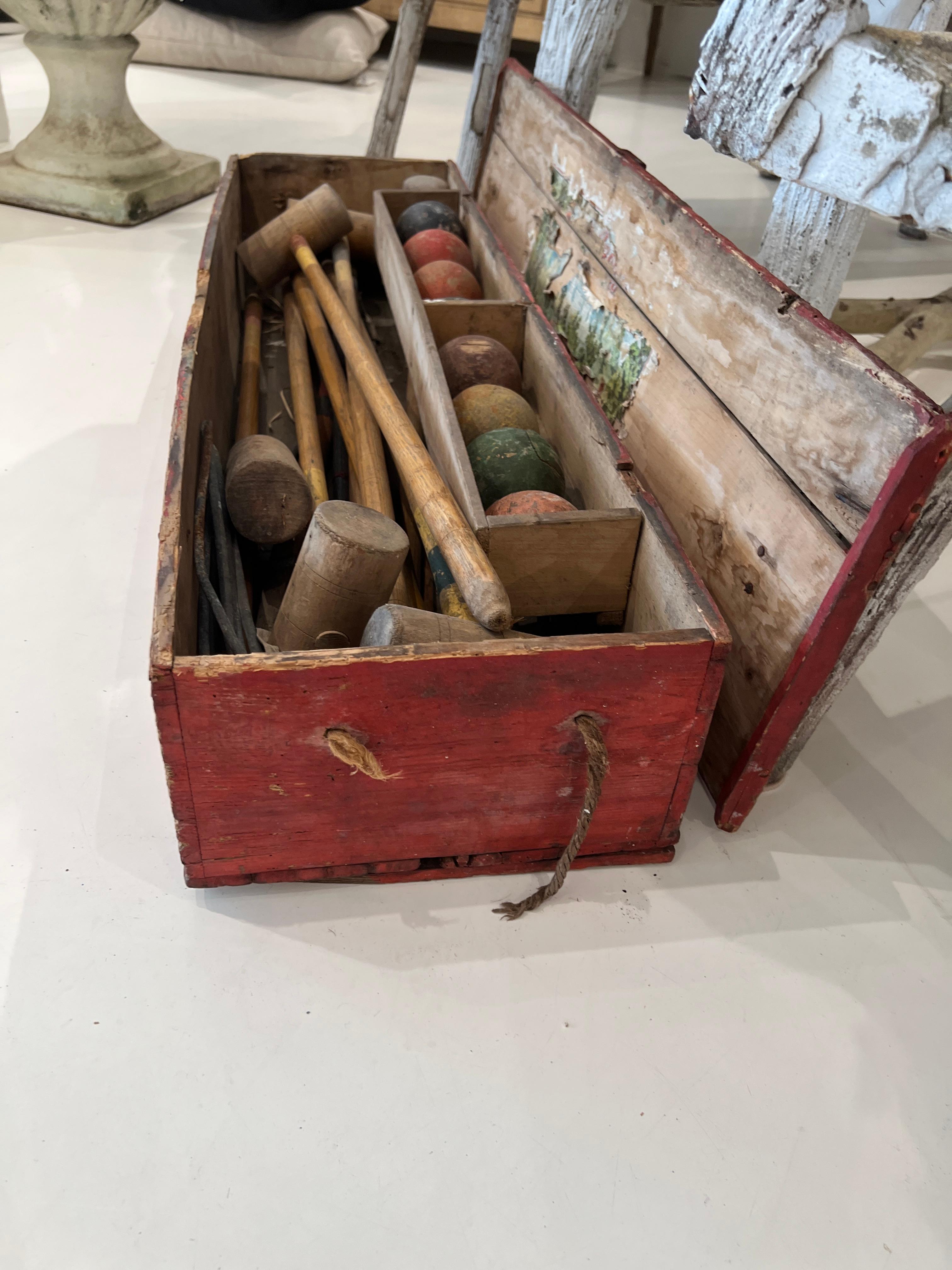 Vintage Croquet Set  In Distressed Condition For Sale In New Orleans, LA