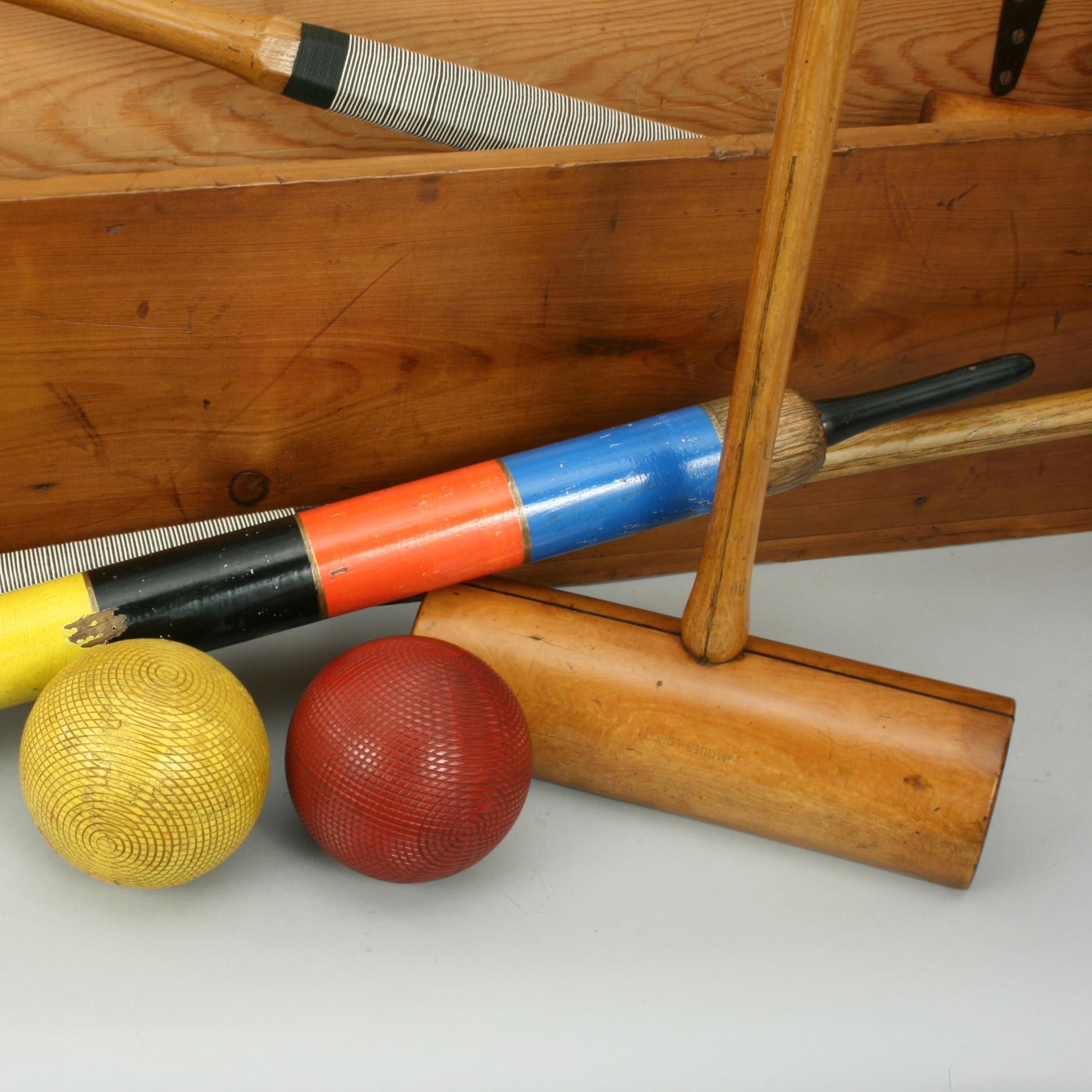 Boxwood Vintage Croquet Set in Pine Box, Jaques, London, Army and Navy Co-Op Society Ltd