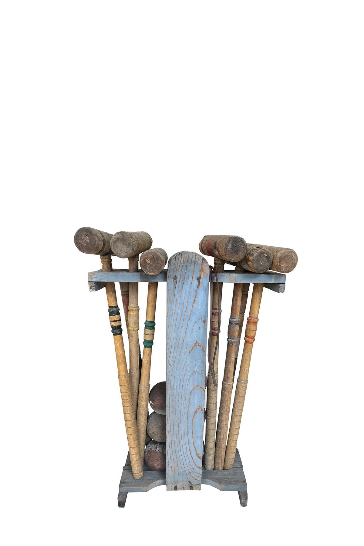 wood croquet set with stand