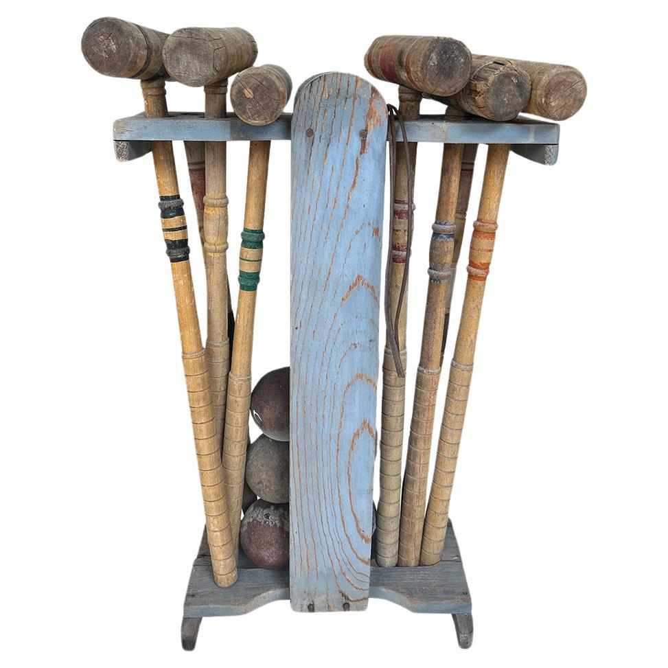 Vintage Croquet Set with Stand