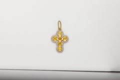 Croix Vintage 18 Karat Saphir Jaune et Or Blanc finition mate