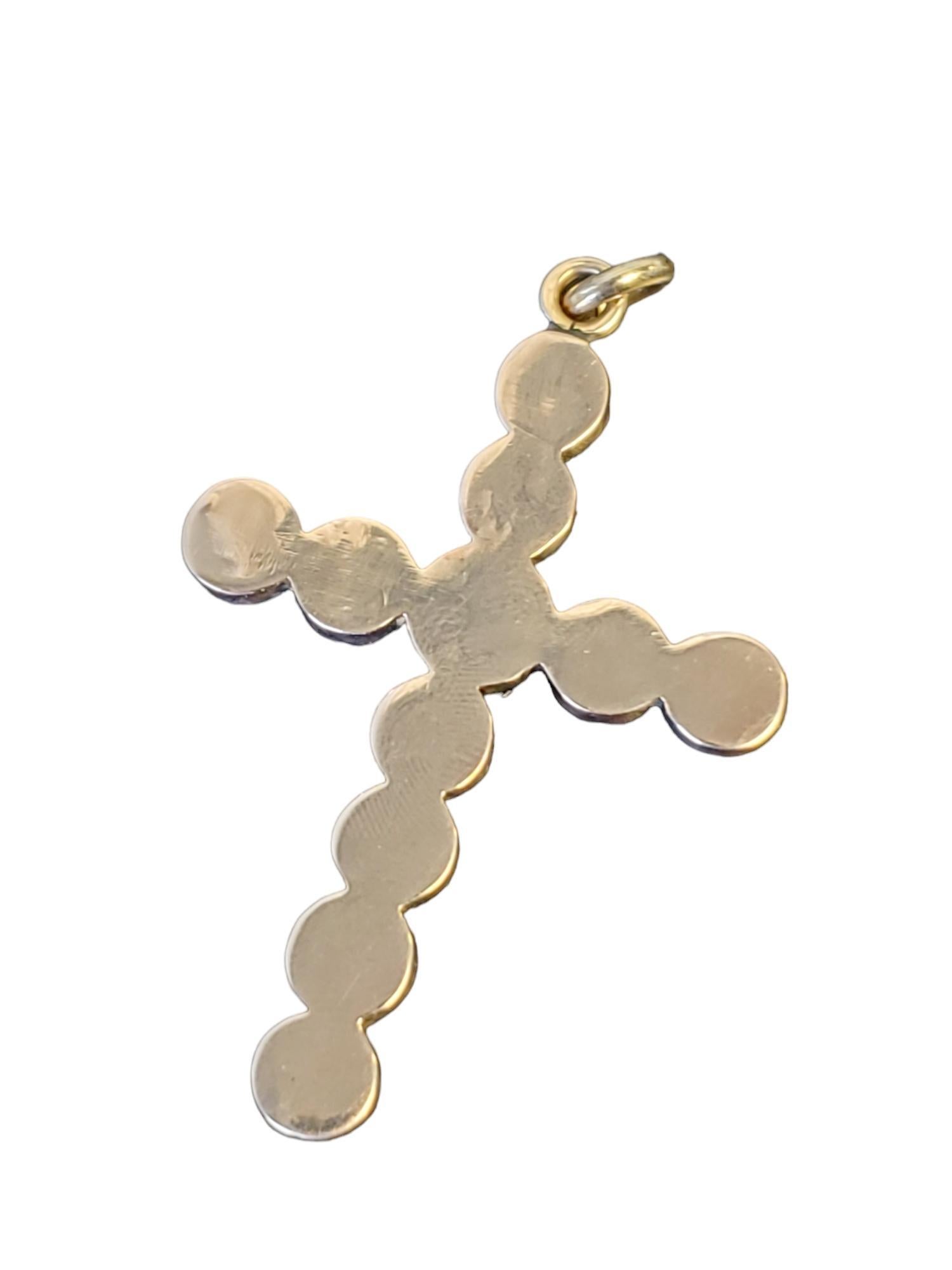Vintage Cross Blue Opal 9tcw Pendant Antique 10k Yellow Gold Pendant In Good Condition For Sale In Overland Park, KS