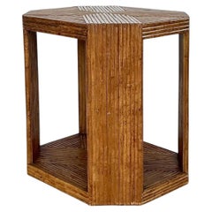 Vintage Cross Hatched Pretzel Rattan Bar Cart
